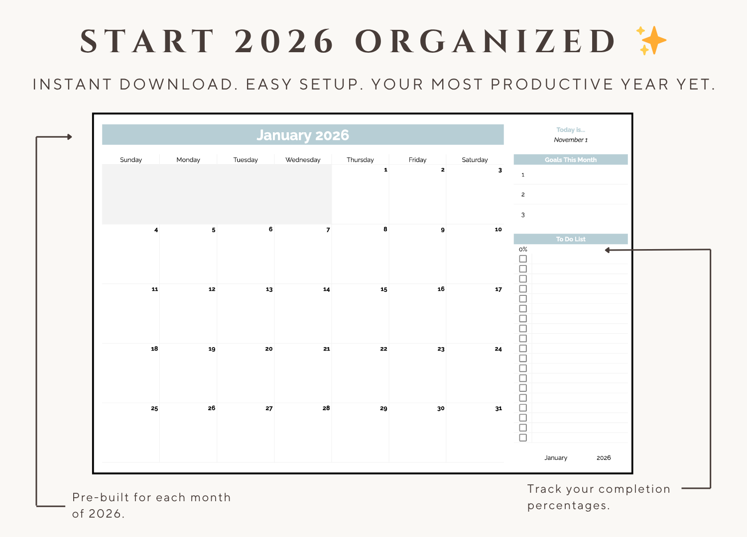 2026 Monthly Calendar