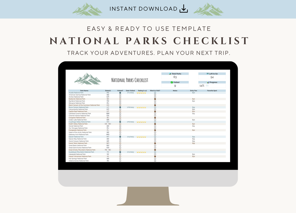 National Parks Checklist